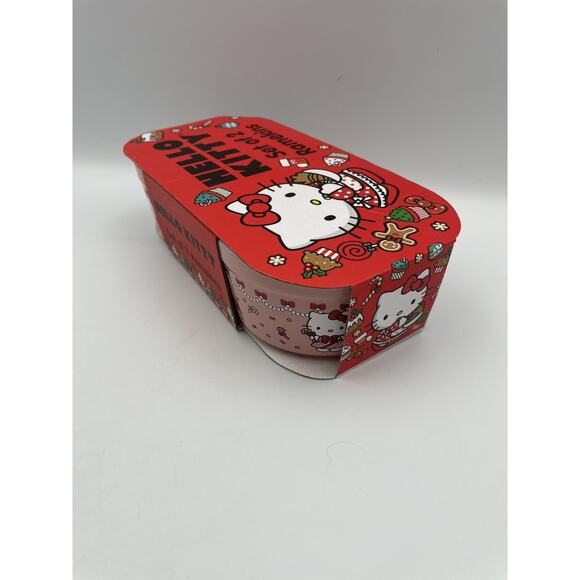 NEW Hello Kitty Ceramic Ramekins Dishes Set Of 2 Pink Candy Cane Dress - Picture 4 of 8